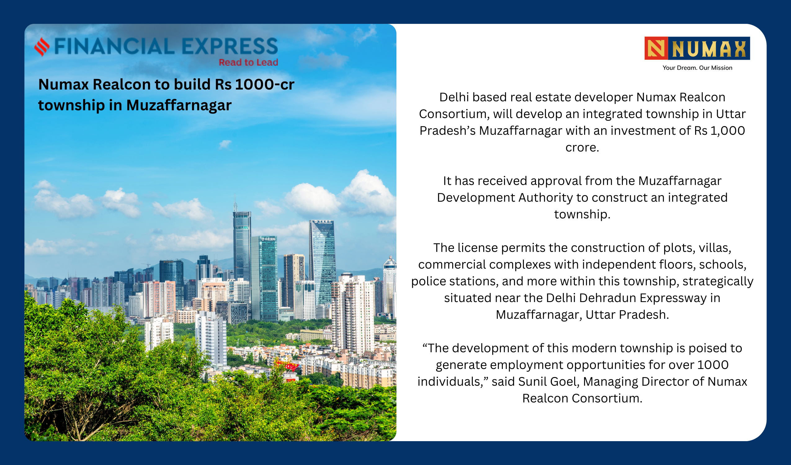 Numax Realcon to invest Rs 1000-cr township in Muzaffarnagar